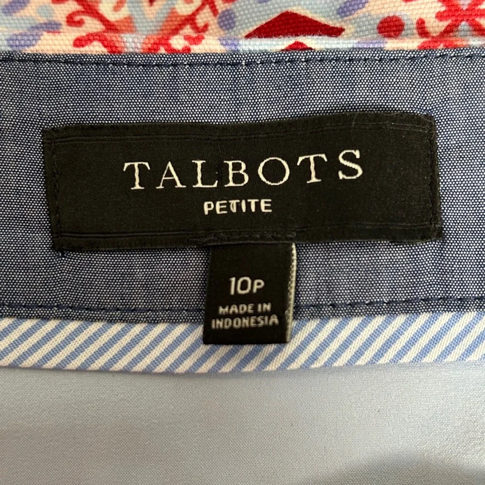 Talbots‎ Petite Skirt Red Blue Geometric Print A-Line Womens Size 10P